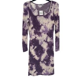 Velvet Torch Waffle Knit Purple Tie Dye Dress Size Large
